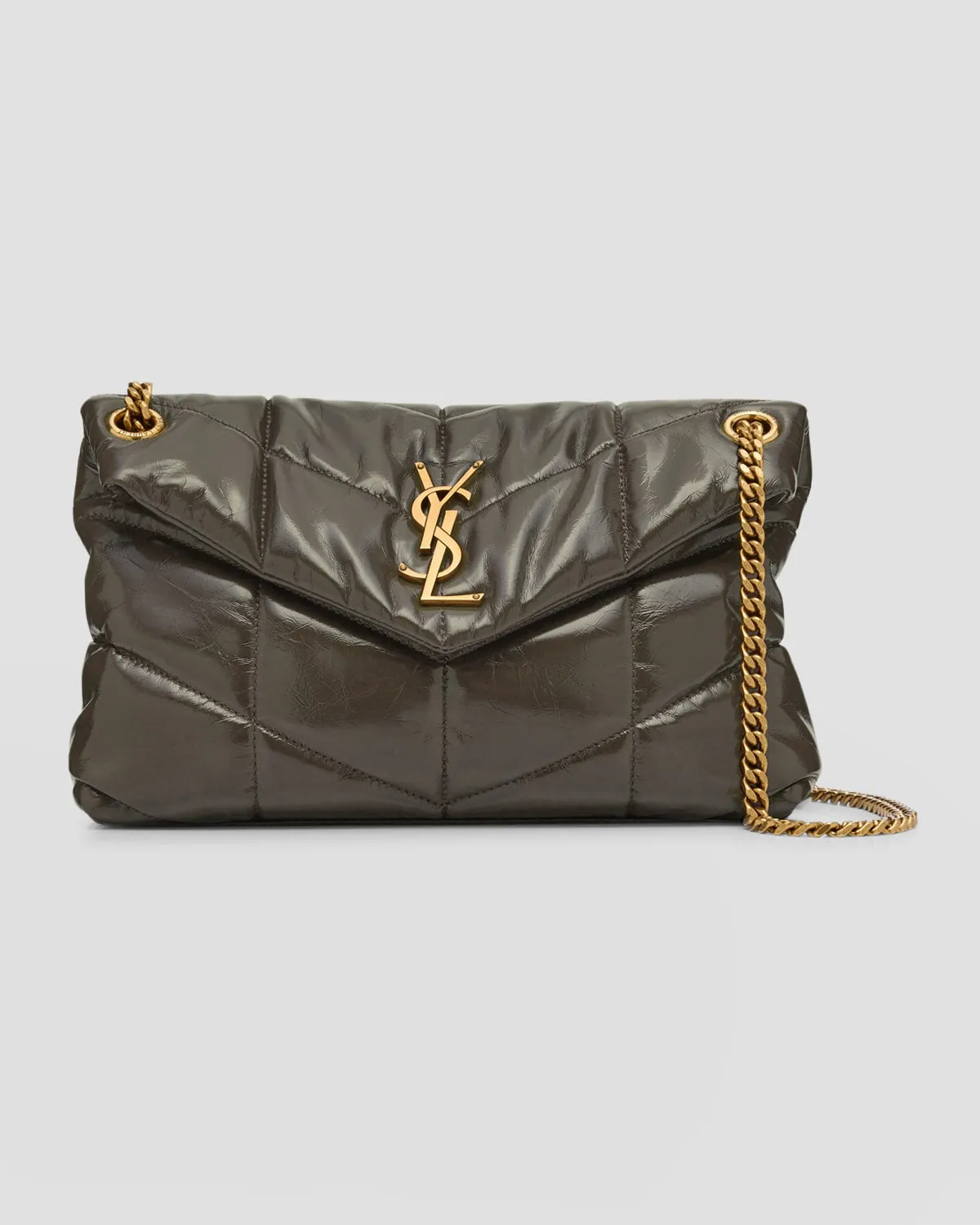 Lou Puffer Small YSL Shoulder Bag in Quilted Smooth Leather