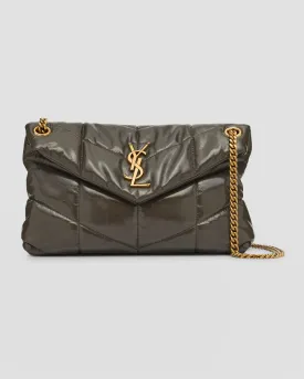 Lou Puffer Small YSL Shoulder Bag in Quilted Smooth Leather