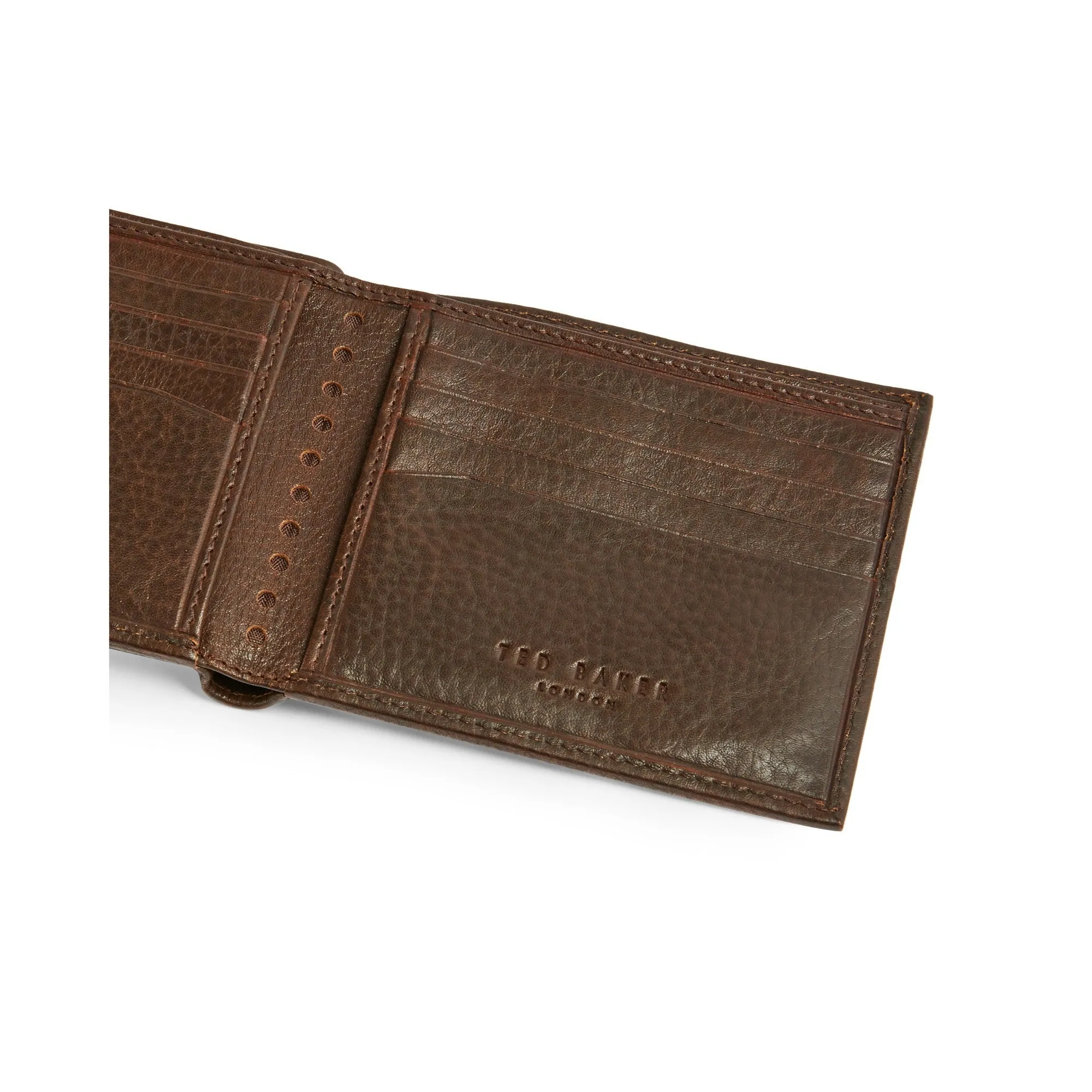 Men Rope-Brogue Leather Bifold - Brown
