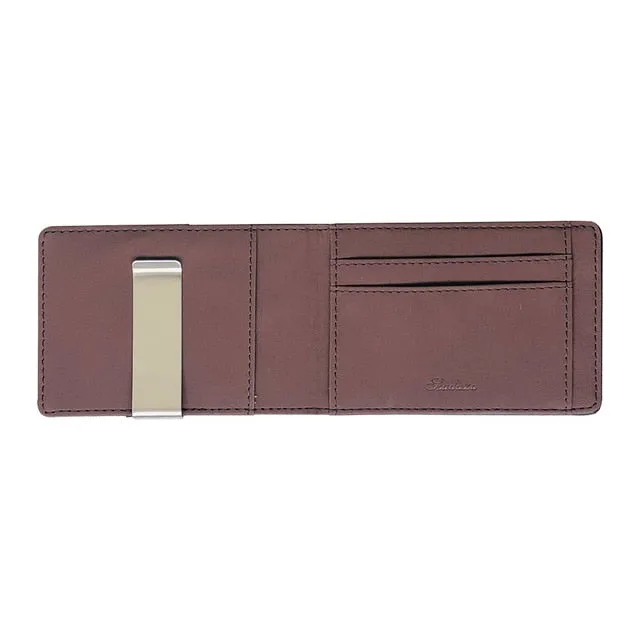 Men's Leather Thin Bifold Money Clip