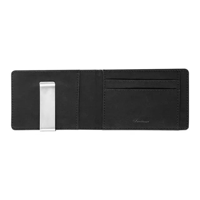 Men's Leather Thin Bifold Money Clip