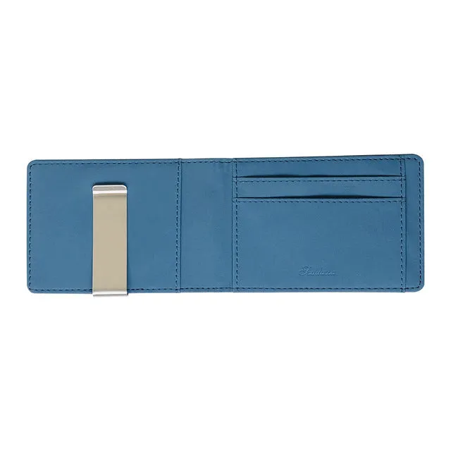 Men's Leather Thin Bifold Money Clip