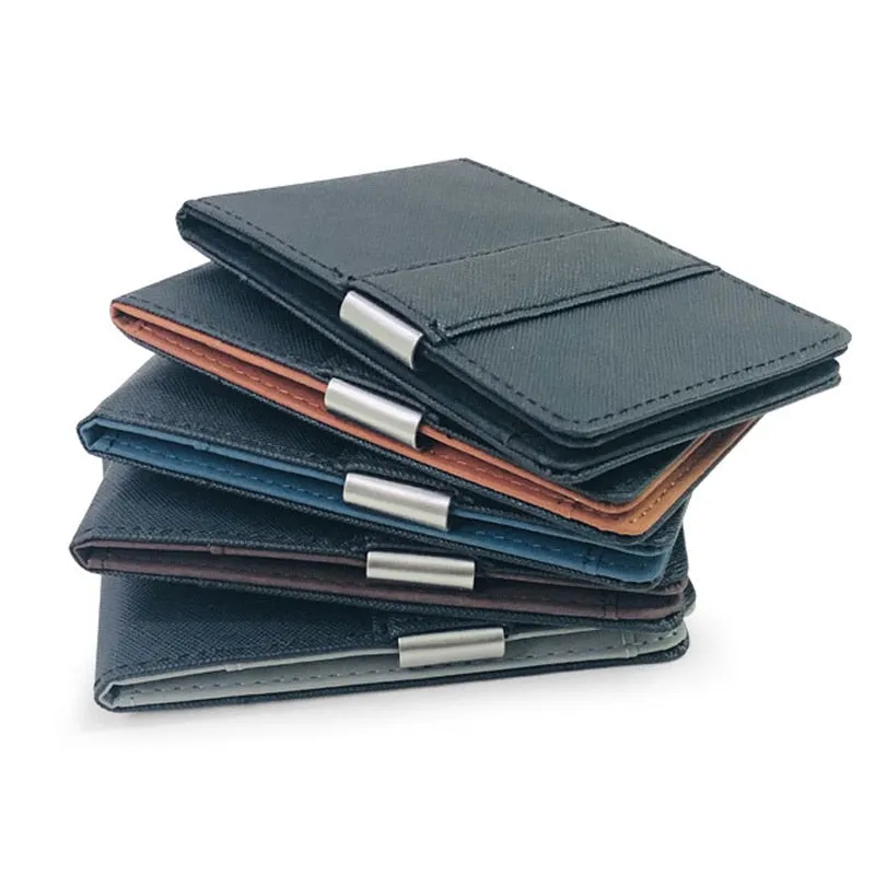 Men's Leather Thin Bifold Money Clip