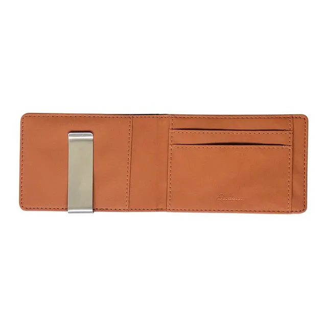 Men's Leather Thin Bifold Money Clip