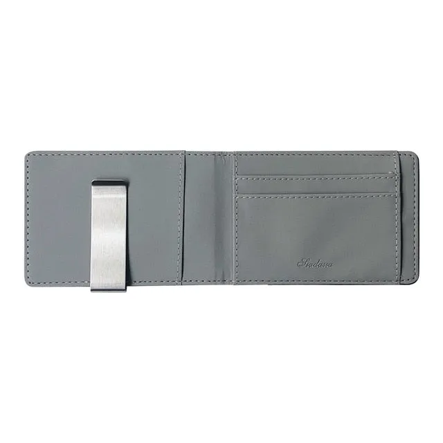 Men's Leather Thin Bifold Money Clip