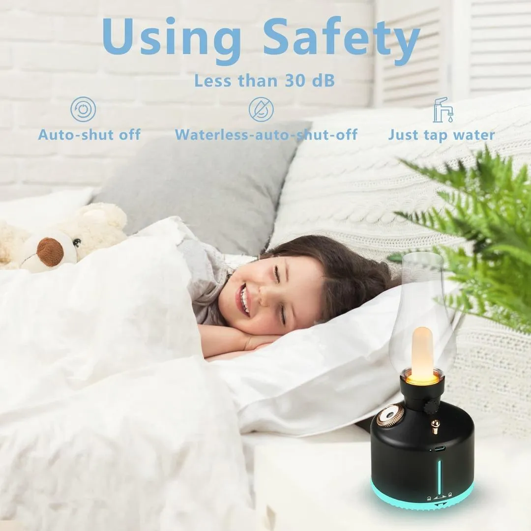 Mist Desk Humidifier & Air Purifier – Vintage Lamp LED with Adjustable Brightness