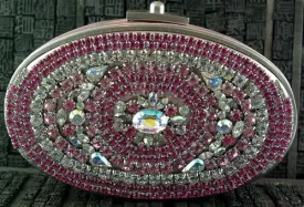 MooRoo L'Opera Clutch in Pink and Clear Swarovski Crystals