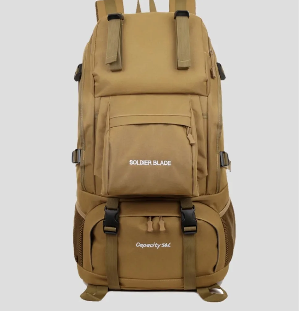 New Large Capacity Outdoor Mountaineering Bag 50L Hiking Camping Travel Backpack Anti Splashing Water for Men and Women Leisure