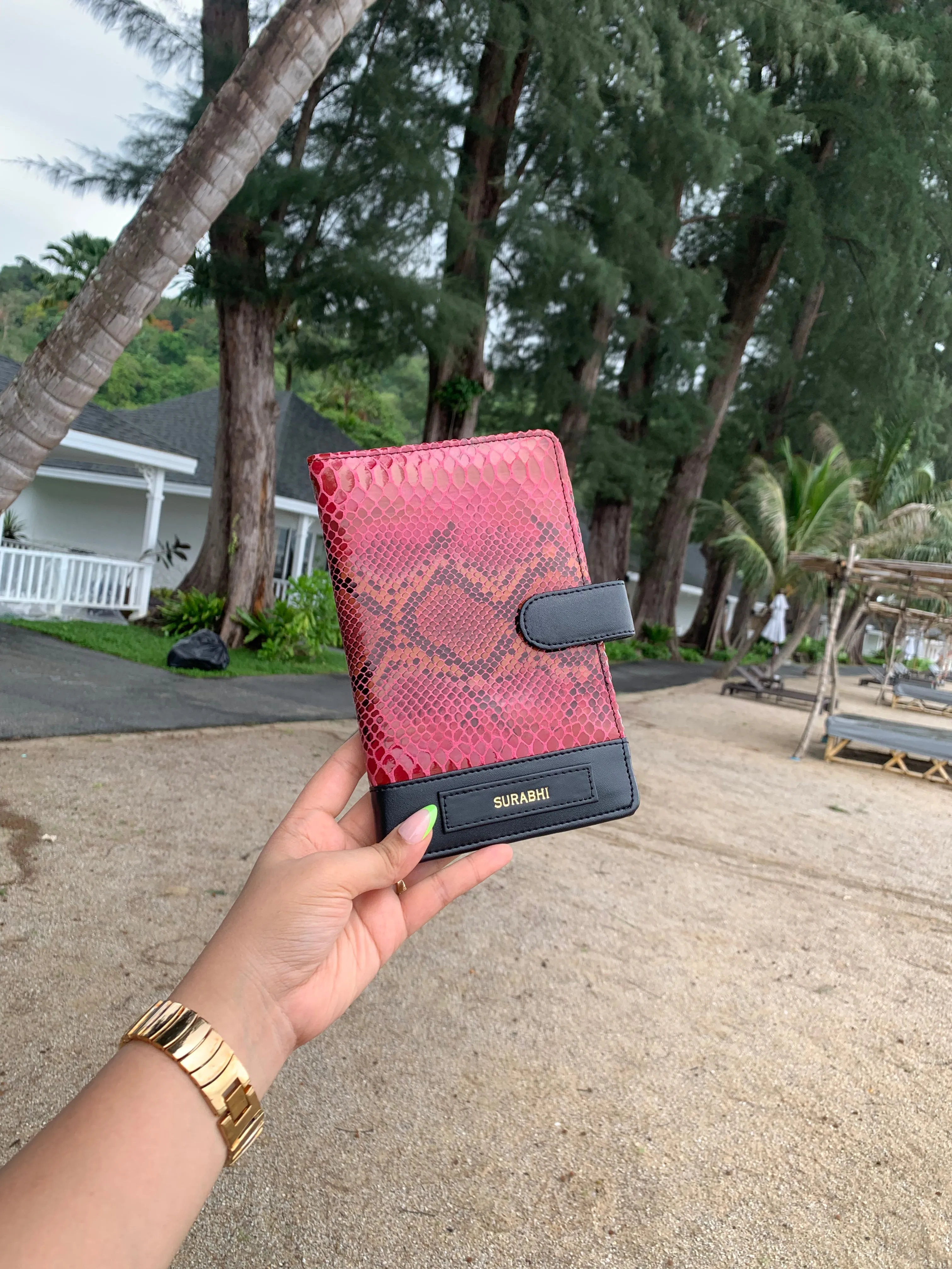Odysey Raspberry Genuine Leather Travel Organizer