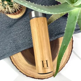 Personalised 500ml Monogrammed Eco Bamboo Insulated Travel Flask