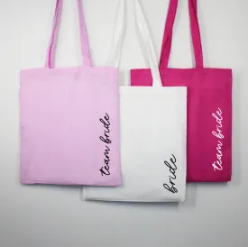 Personalised Pink Team Bride & White Bride Tote Bags