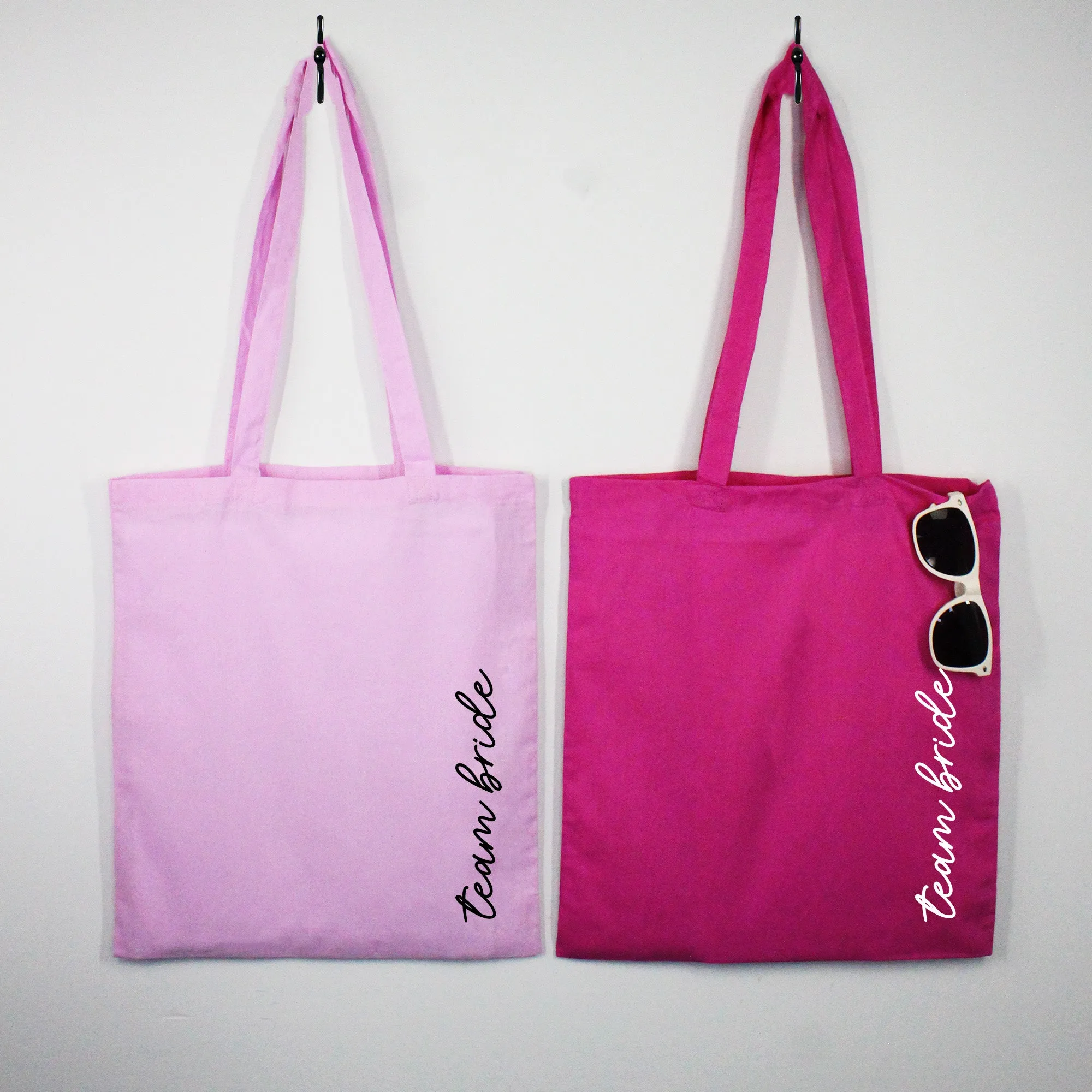 Personalised Pink Team Bride & White Bride Tote Bags