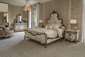 Platine de Royale Champagne 4pc Queen Panel Bedroom Set by Aico Amini