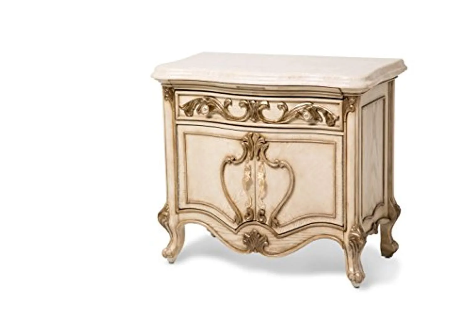 Platine de Royale Champagne 4pc Queen Panel Bedroom Set by Aico Amini