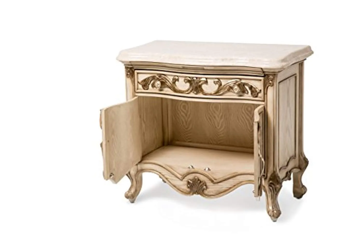 Platine de Royale Champagne 4pc Queen Panel Bedroom Set by Aico Amini
