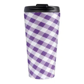 Purple Gingham Travel Mug