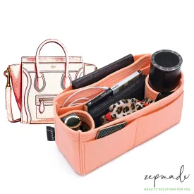 Purse Organizer Insert for Celine Luggage, Bag Organizer with Double Bottle Holders and Exterior Pockets