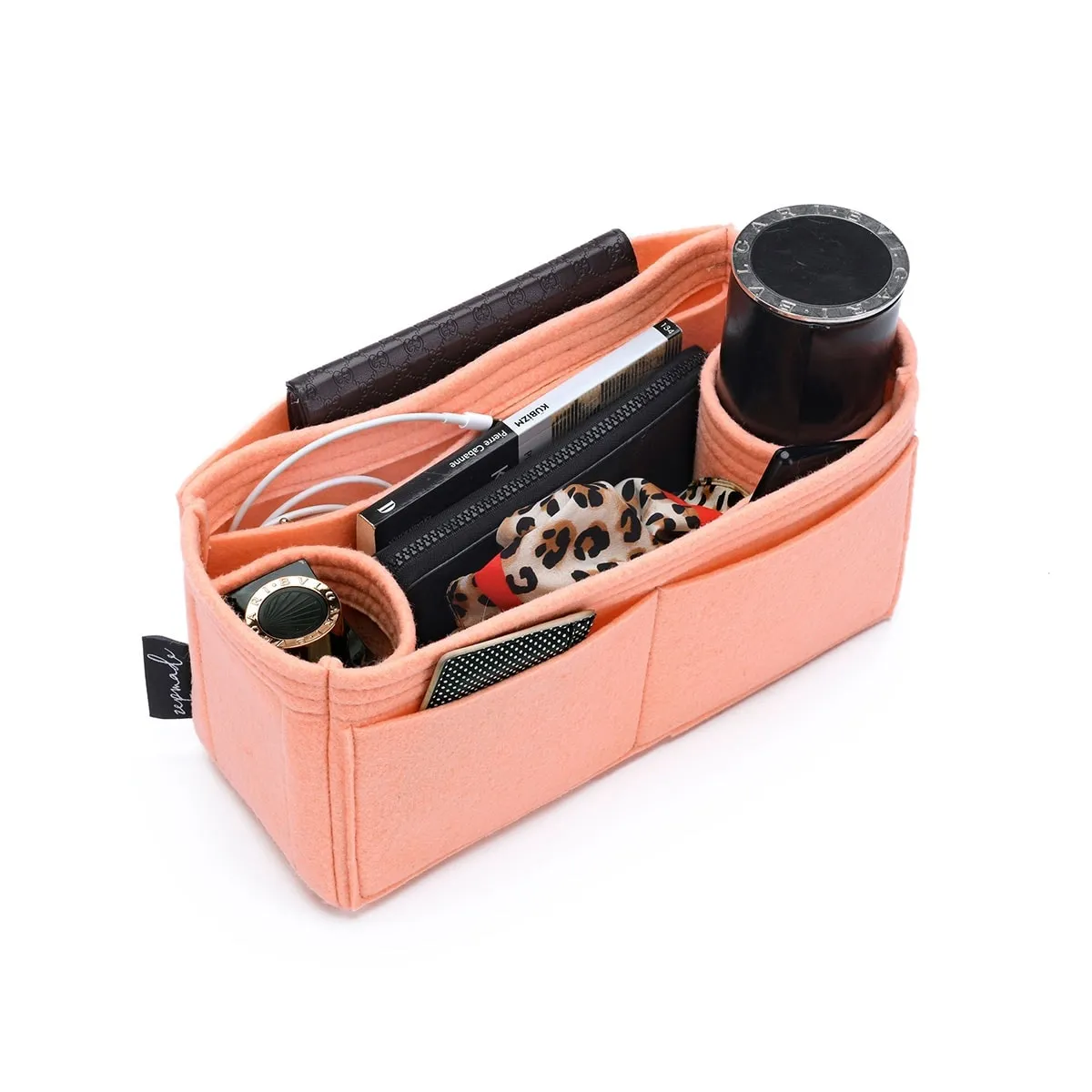 Purse Organizer Insert for Celine Luggage, Bag Organizer with Double Bottle Holders and Exterior Pockets