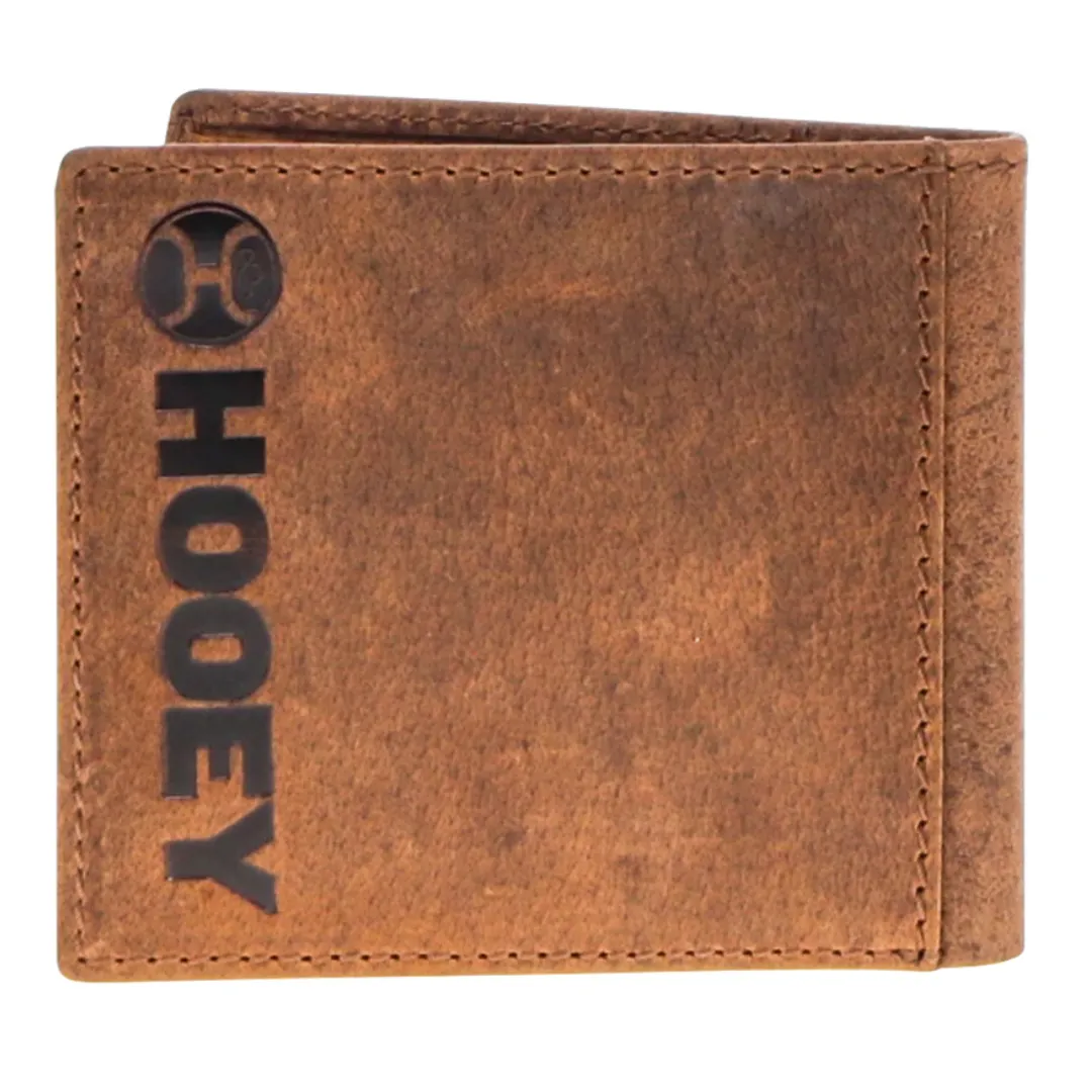 "Ranger" Hooey Logo & Boot Stitch Filigree Embroidered Bifold Wallet W/Red - HBF016-BR