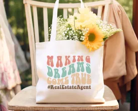 Real Estate Realtor Dreams, Cotton Canvas Tote Bag