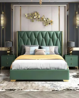 Remi Stylish Bed With Quintet Striped Head Board