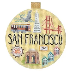 San Francisco Travel Round Needlepoint Canvas