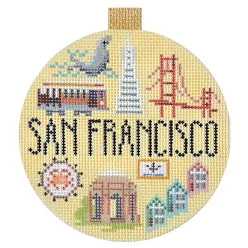 San Francisco Travel Round Needlepoint Canvas