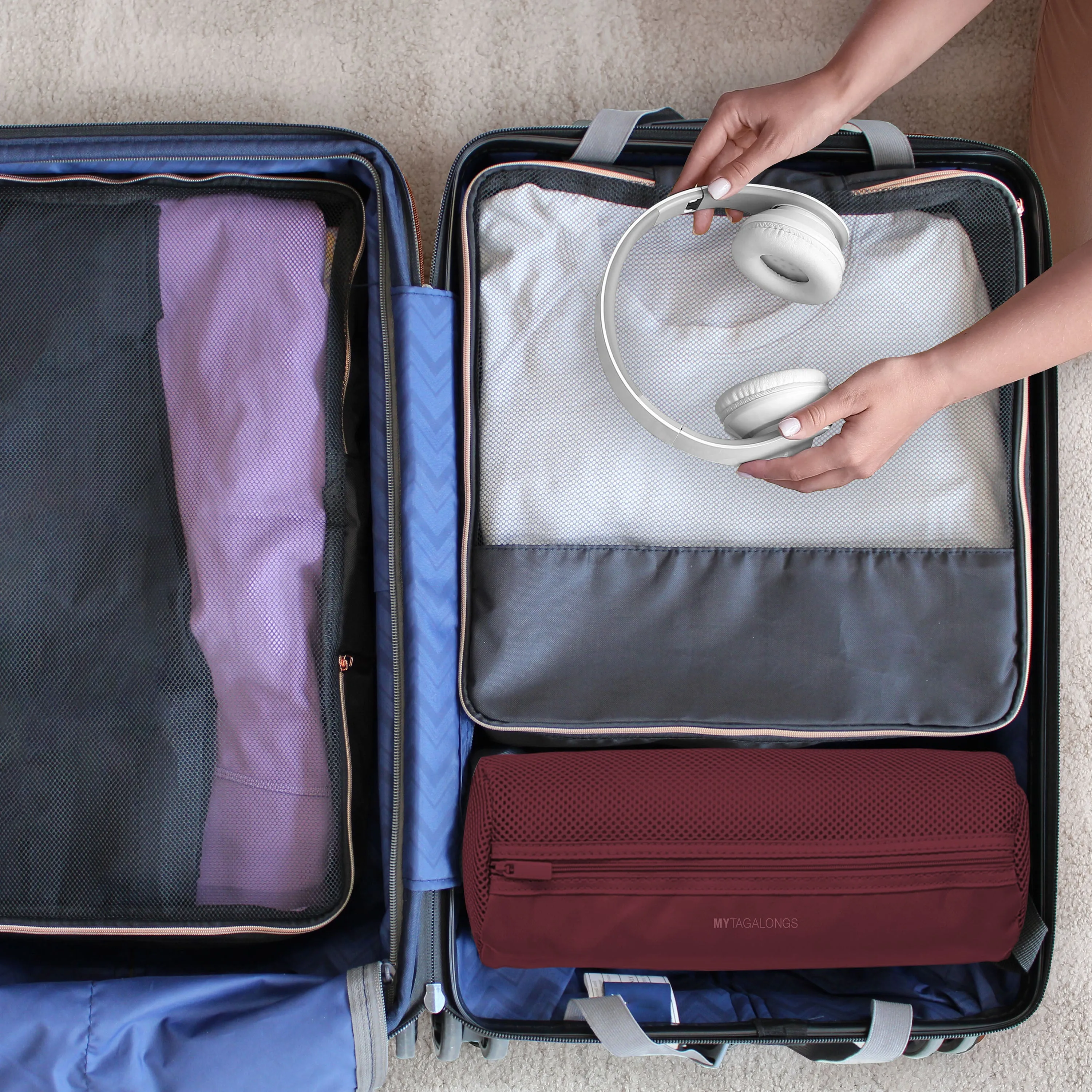 SET OF 2 SUITCASE MAXIMIZERS- DESERT ROSE