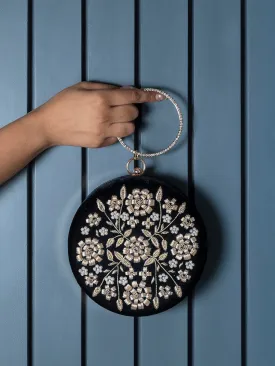 Shalimar Black Hand Embroidered Clutch