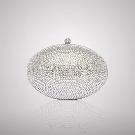 Silver Oval Swarovski Clutch | C831