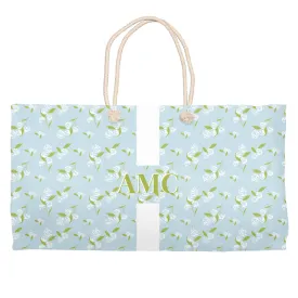 Spring Florals Blue Weekender Tote w/ Stripe