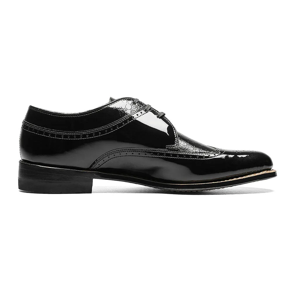 Stacy Adams Dayton Black Patent & Print Lace-Up