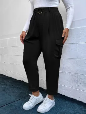 Stylish Flap Pocket Belted Cargo Pants