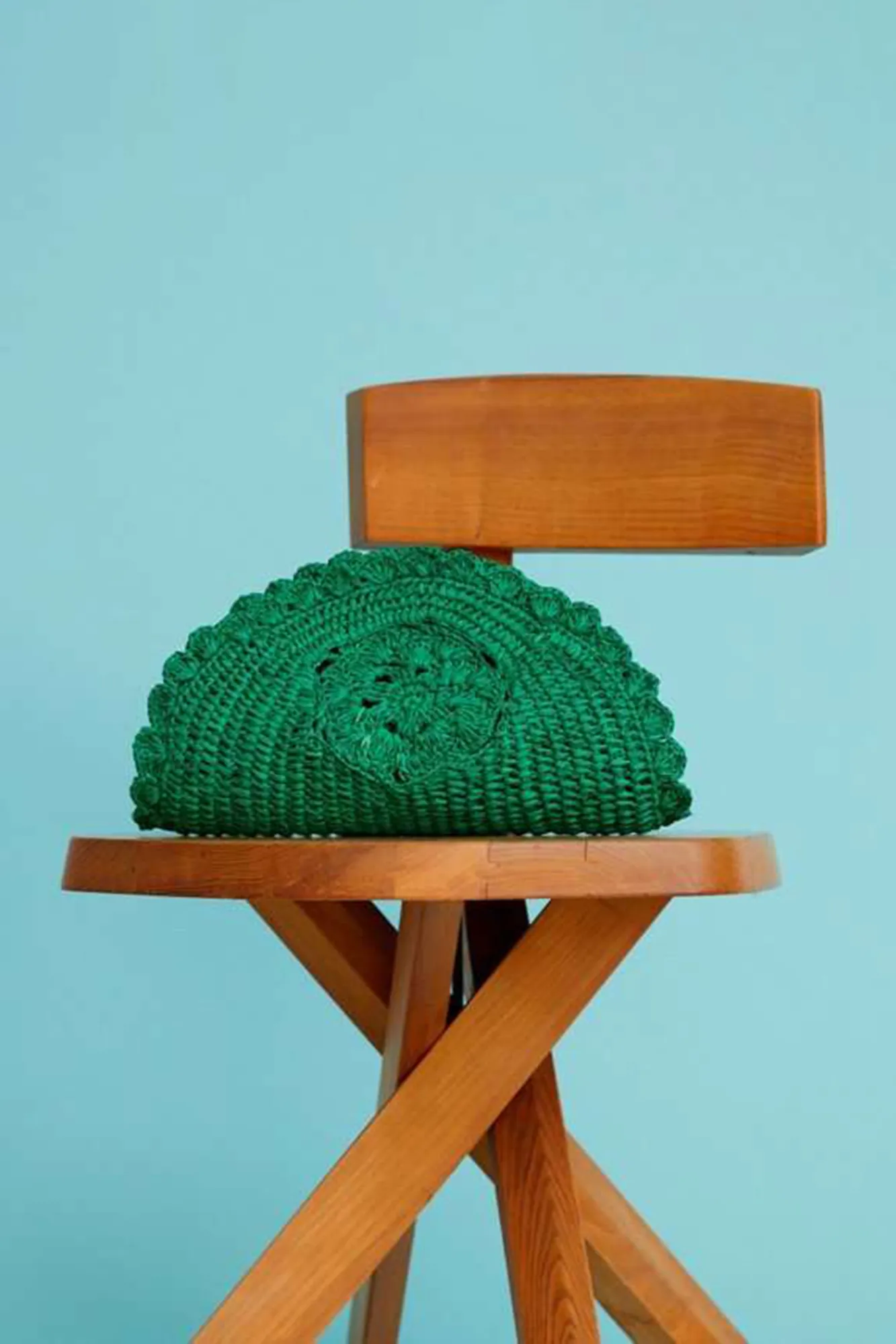 Sun Raffia Clutch in Green