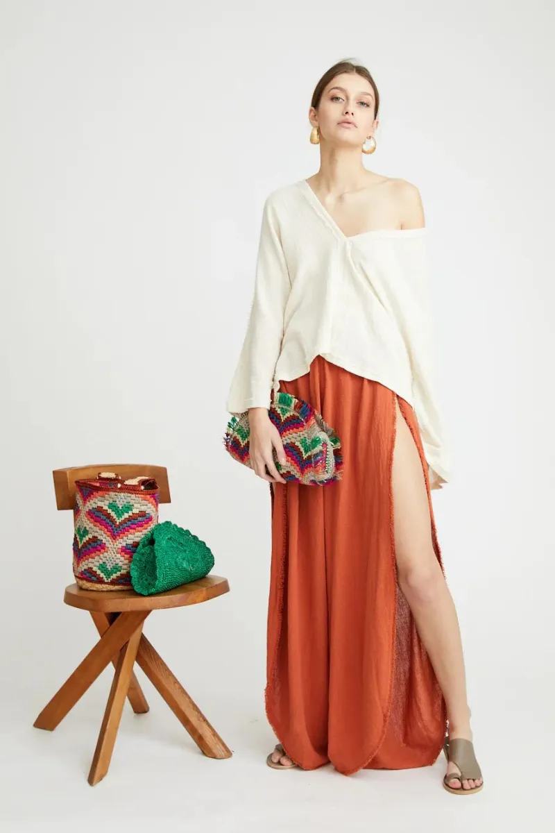 Sun Raffia Clutch in Green