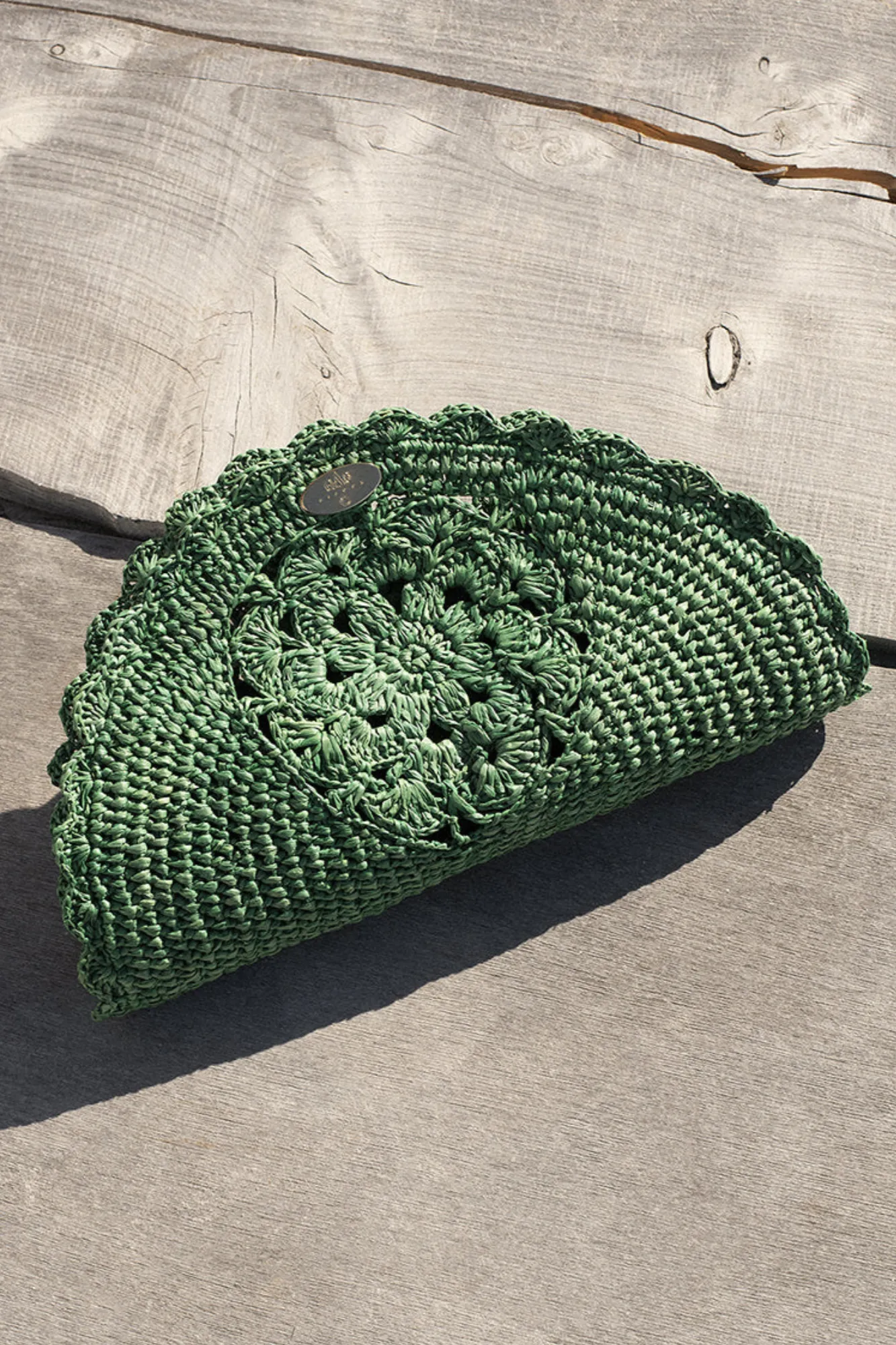 Sun Raffia Clutch in Green
