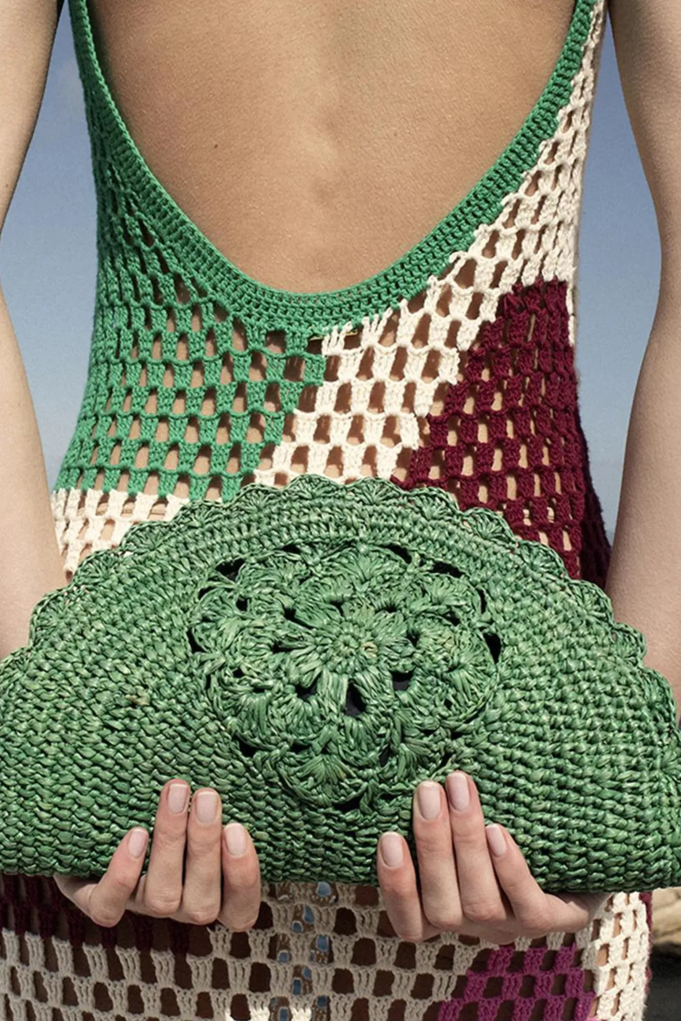 Sun Raffia Clutch in Green