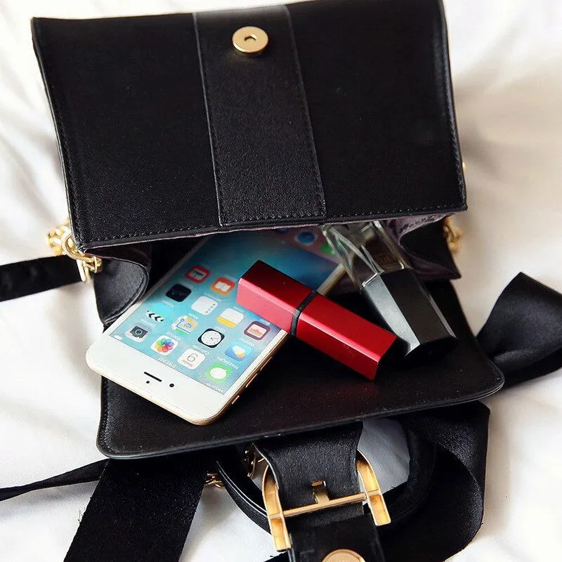 Top-handle Bowknot Chain Velvet Handbags