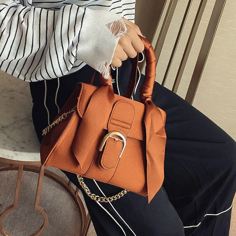 Top-handle Bowknot Chain Velvet Handbags