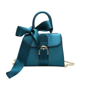Top-handle Bowknot Chain Velvet Handbags