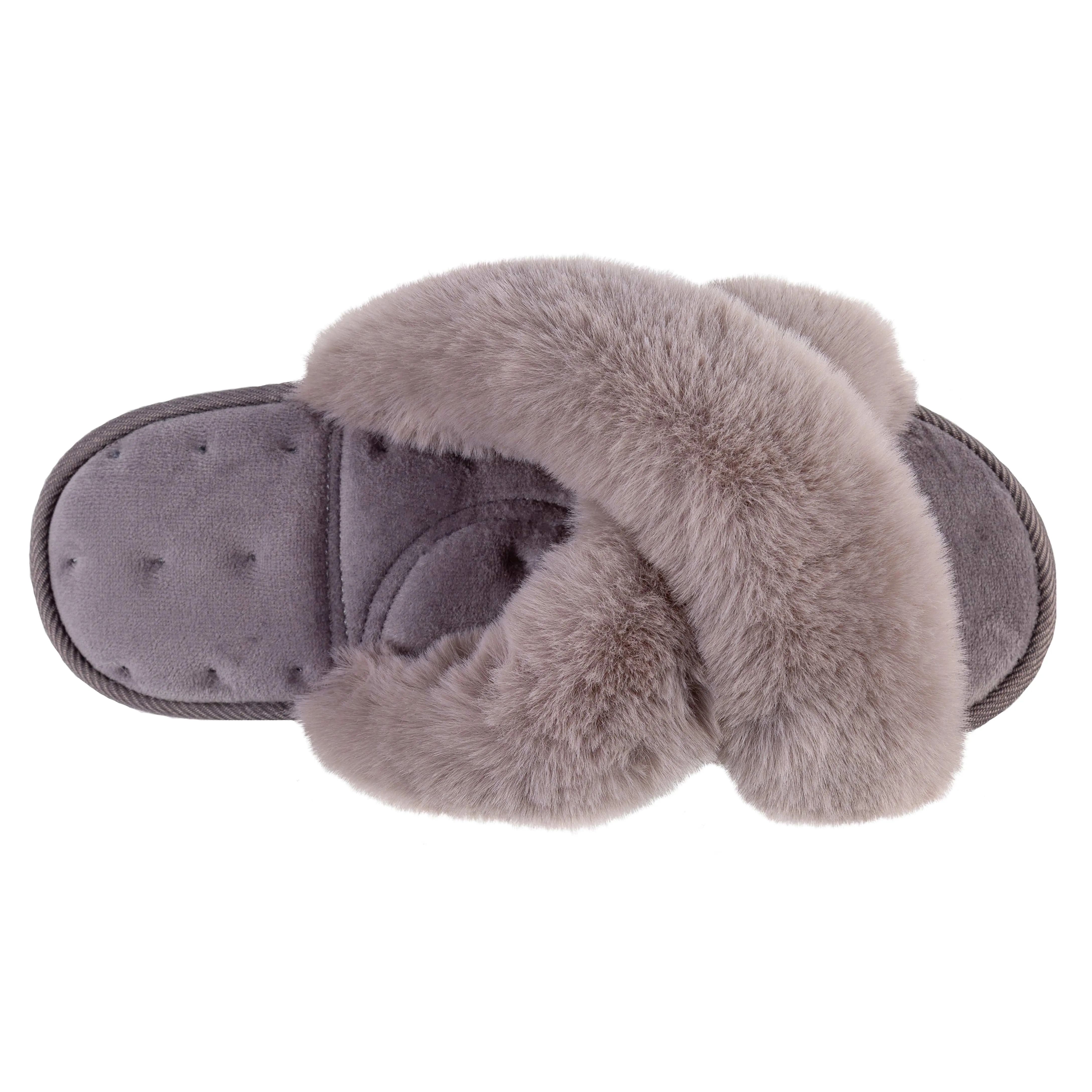 Totes Fluffy Cross Front Slippers