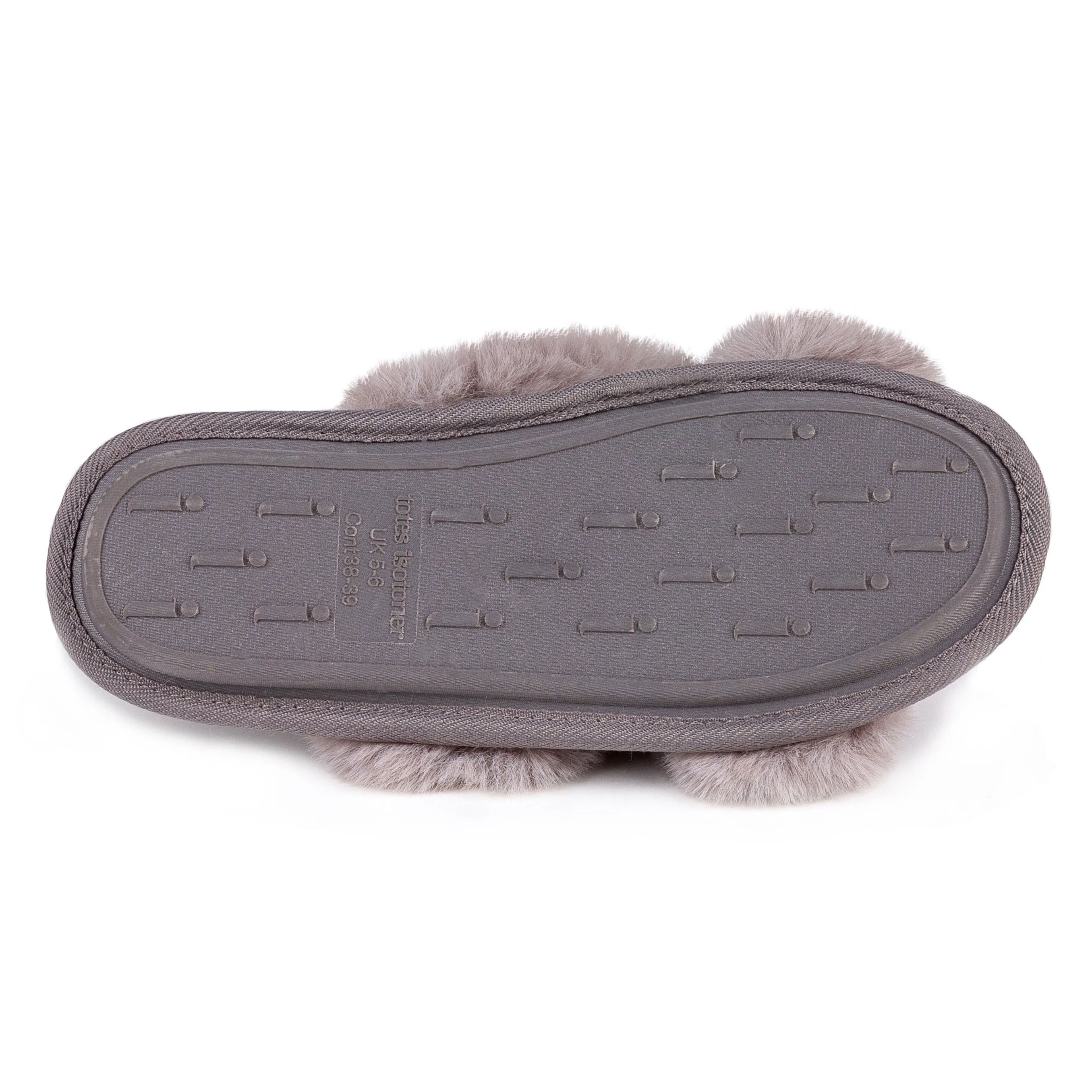 Totes Fluffy Cross Front Slippers