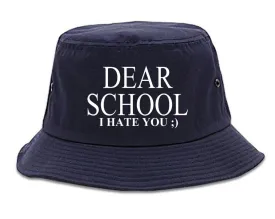 Very Nice Dear School I Hate You Black Bucket Hat Navy Blue