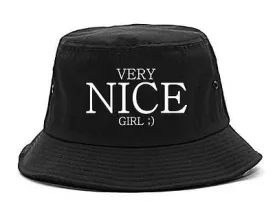 Very Nice Girl Emoji Smiley Face Black Bucket Hat