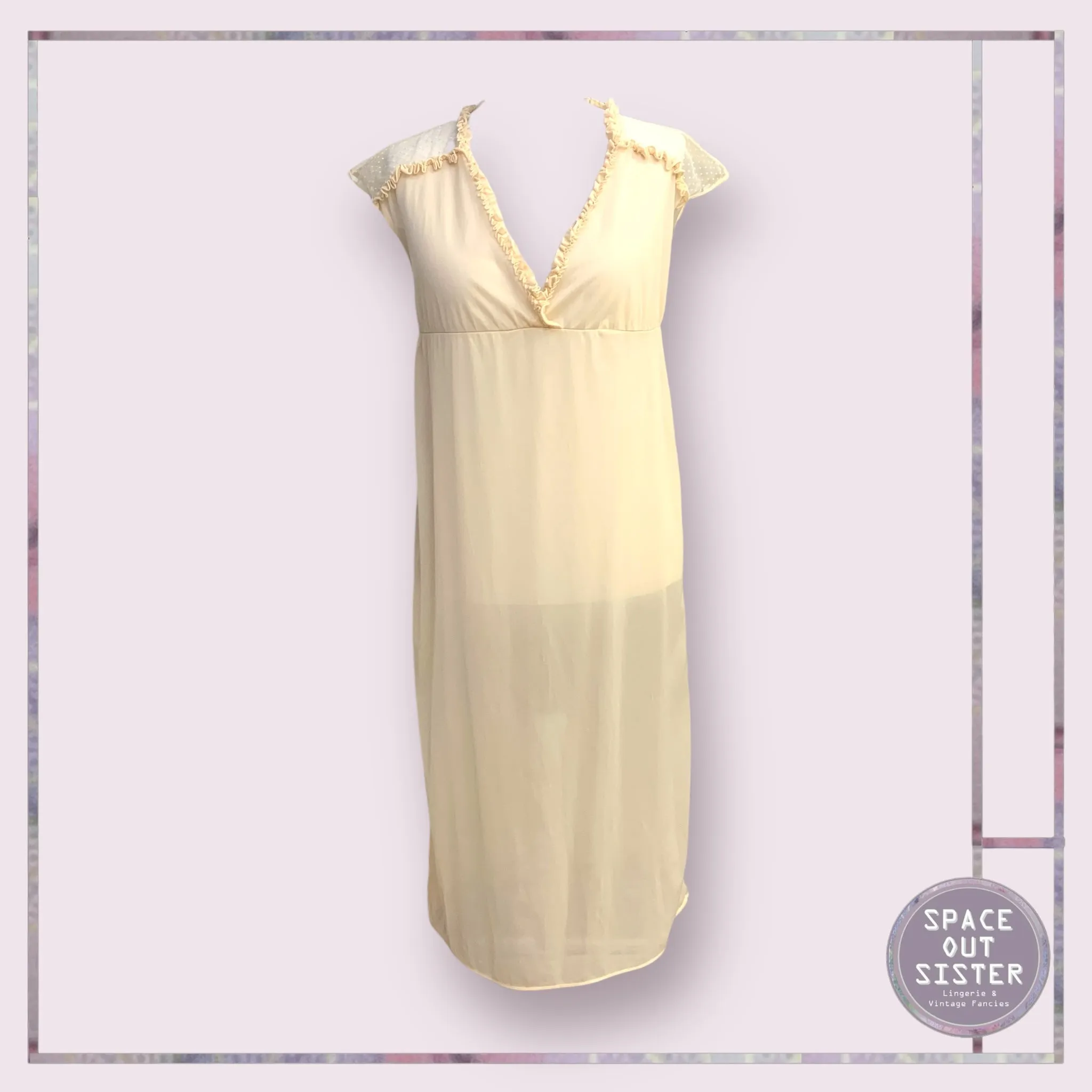 Vintage Polka Shoulder Ruffle Nightdress