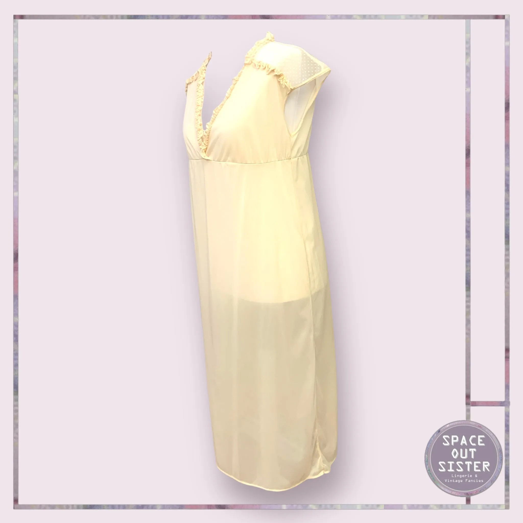 Vintage Polka Shoulder Ruffle Nightdress