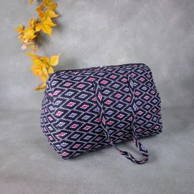 Weekender Travel Bag Black With White Red ikat print